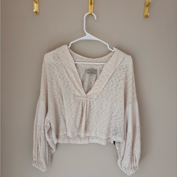 Women's Cream V-Neck Top - Picture 1 of 3